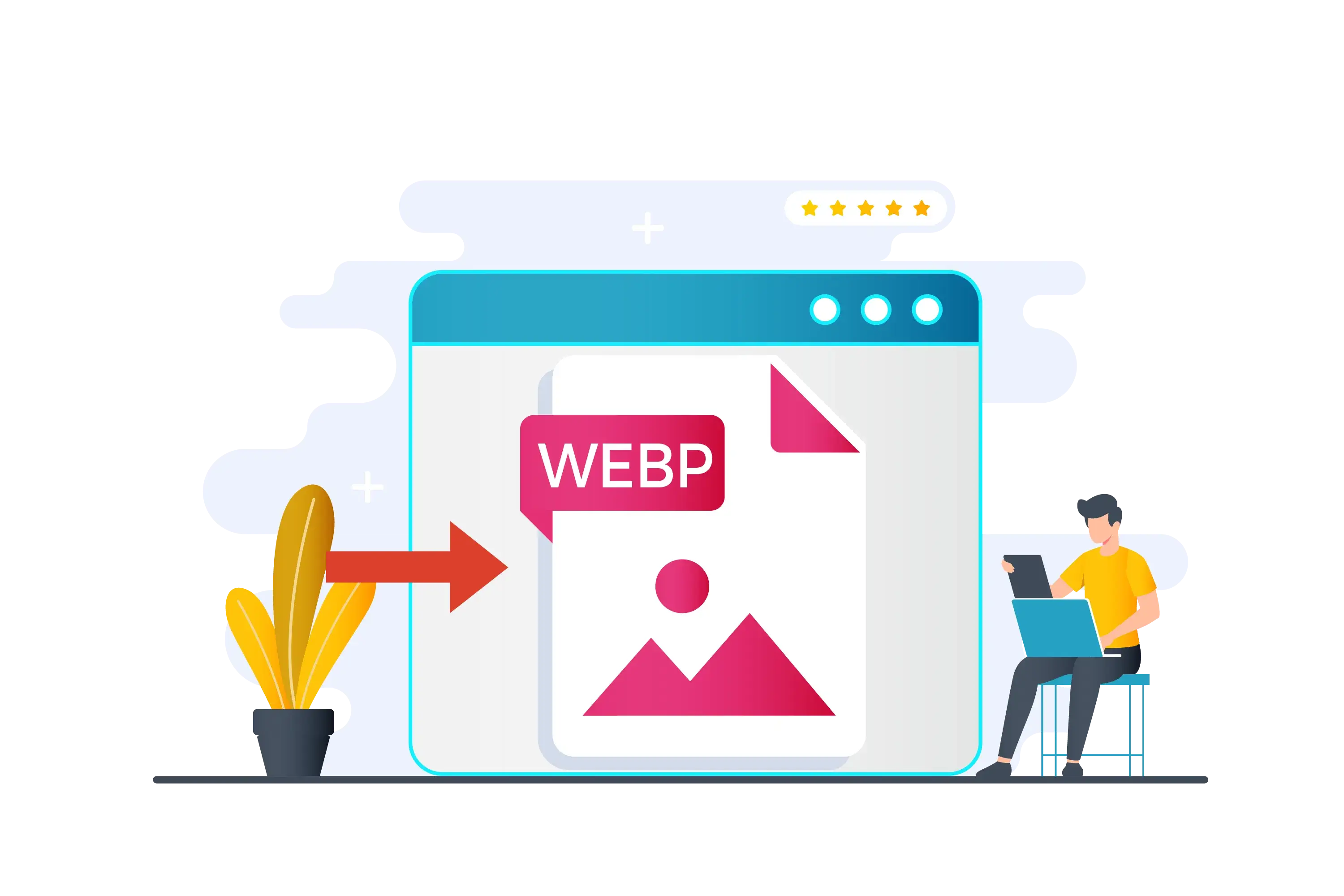 WebP Image Converter Flat Vector Illustration